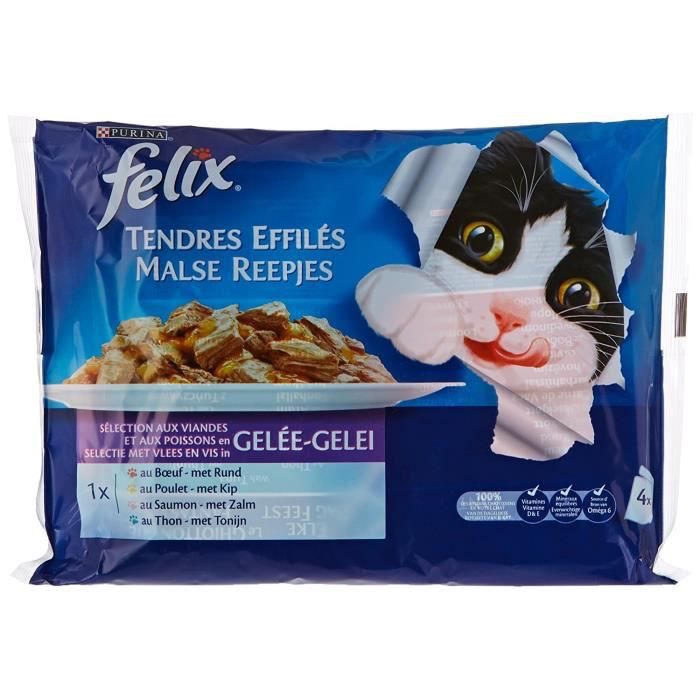 FELIX Tendres Effilés en Gelée Viandes et Poissons pour chat adulte