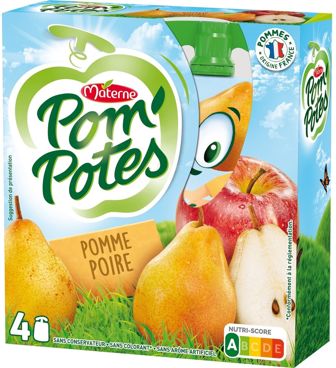 POM'POTES Compotes Gourdes Pomme Nature 4x90g - Materne - 360 g