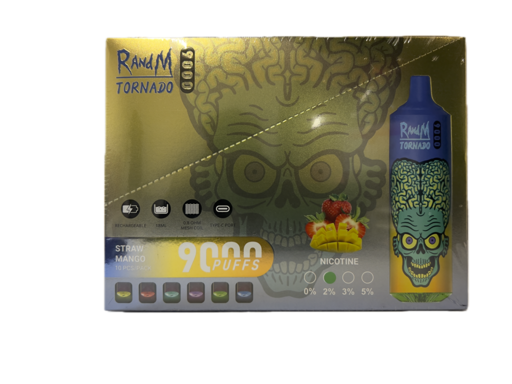 Puff RandM Tornado 9000 2% nicotine Straw Mango Pack de 10 - Ale you need